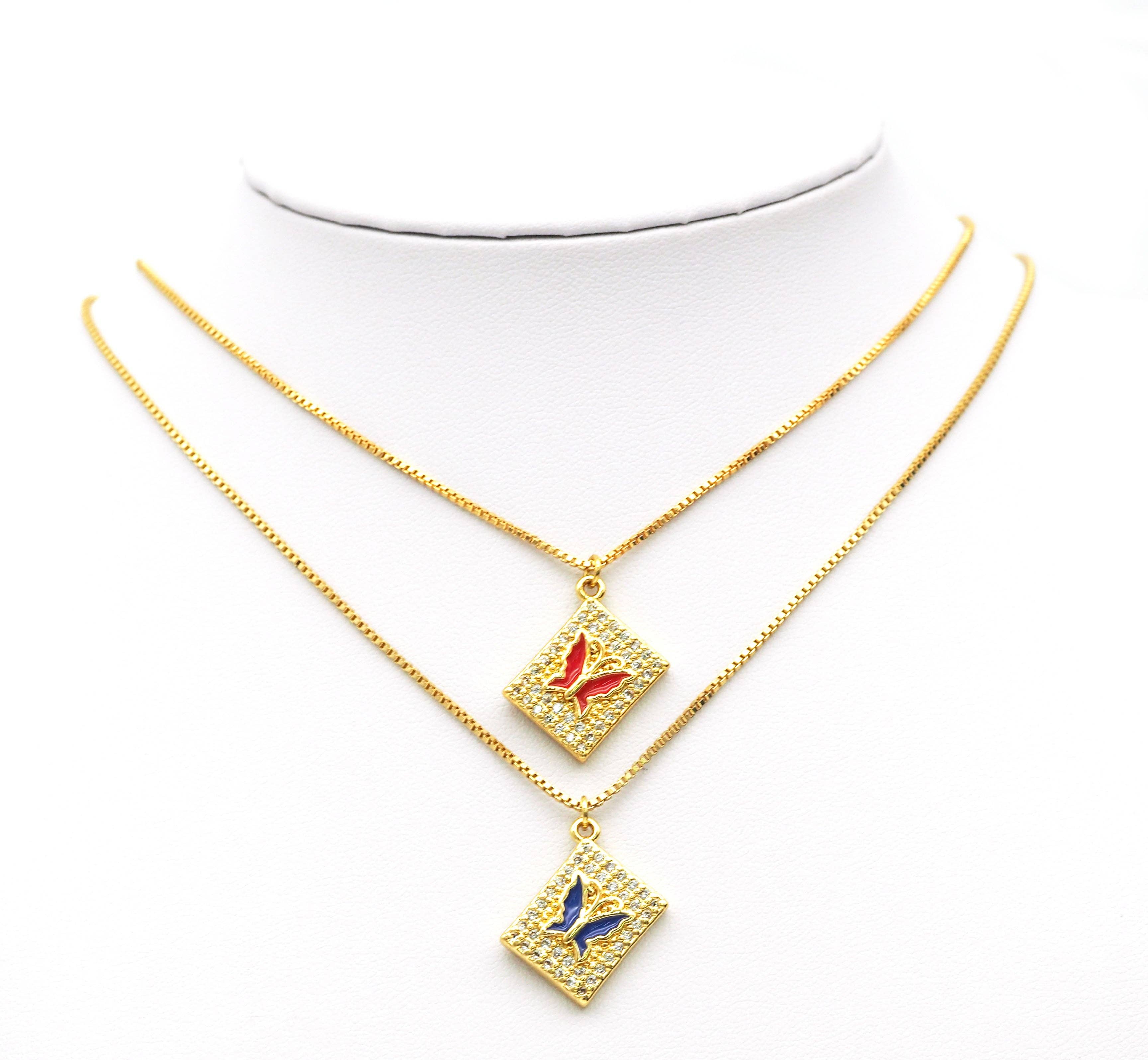 CZ Enamel Butterfly Charm, Sku#JL82