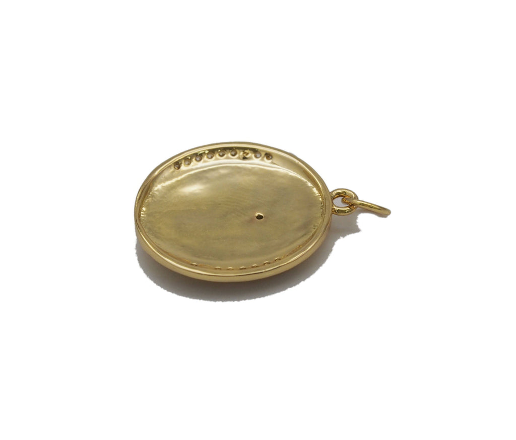 Gold CZ Unicorn Oval shape Charm, Sku#Y740