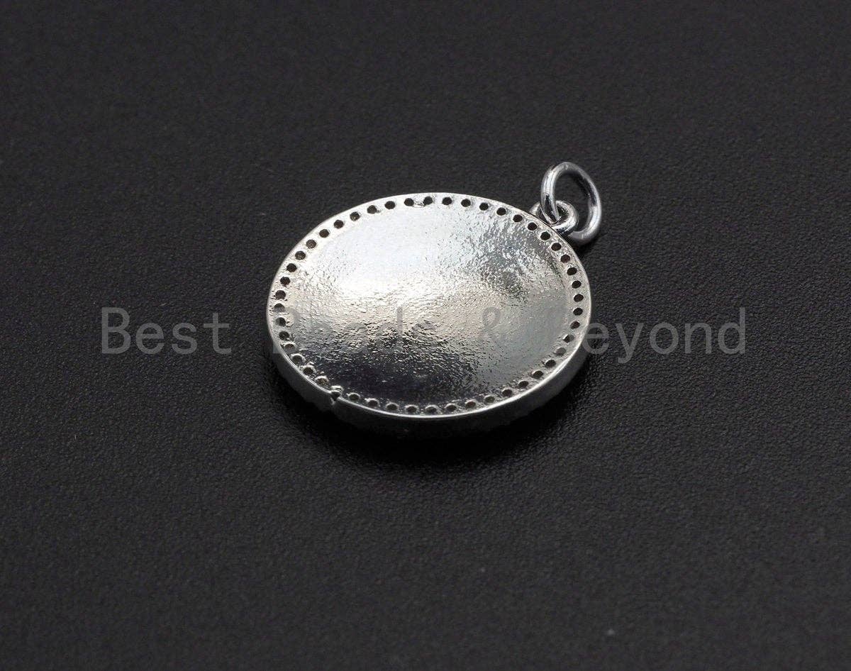 NEW Enamel Evil Eye Sun On Round Coin Pendant,Cz Micro Pave Oil Drop Round pendant,Enamel Charm,Enamel Jewelry,19x21mm,sku#Z515C