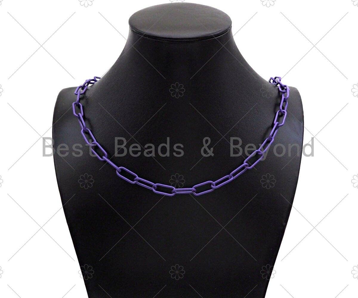 NEW!!! 8x17mm Enamel Paper Clip Chain by Yard, Enamel Pop Chain, Paper clip Enamel Metal Necklace, Wholesale Enamel Chain, sku#E531