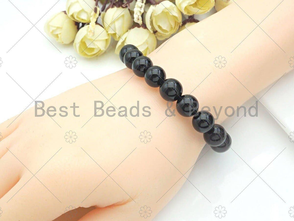 Natural Black Onyx Stretchy Bracelet, U1088