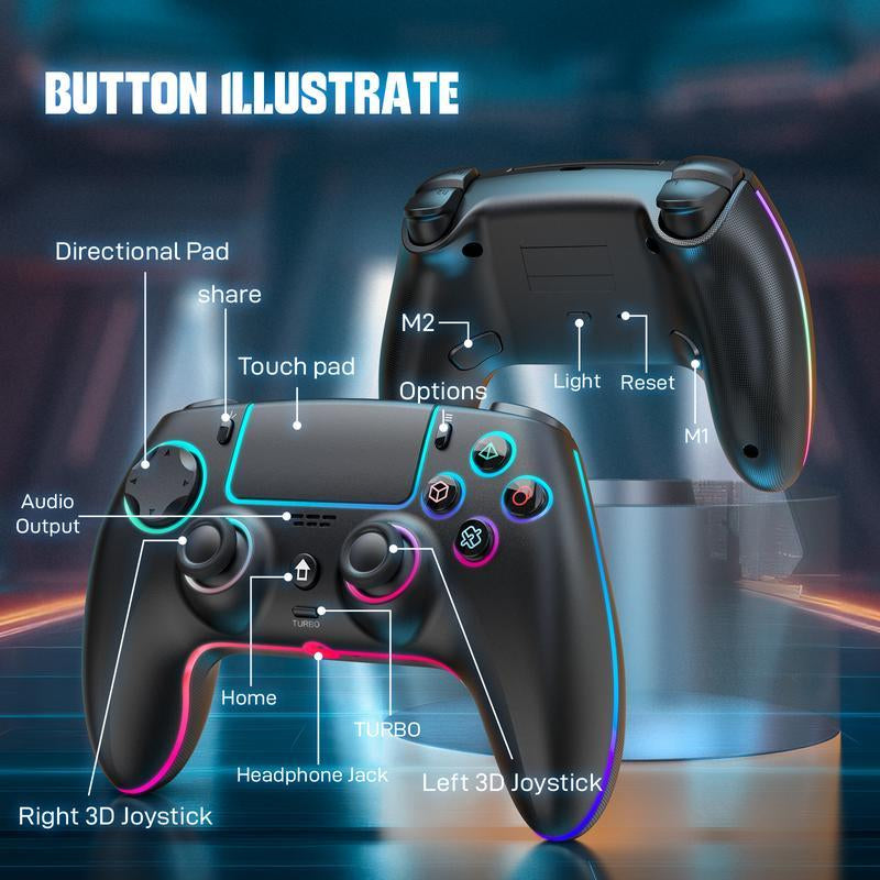 Revolutionary Anti-Stick Drift Wireless Controller for PS5, PC, Mac, Steam Deck & Mobile - Bluetooth 5.0 Gamepad with Hall Effect Sticks, Touchpad, 6-Axis Gyro, Turbo Function, 3.5mm Jack & Charging Cable!