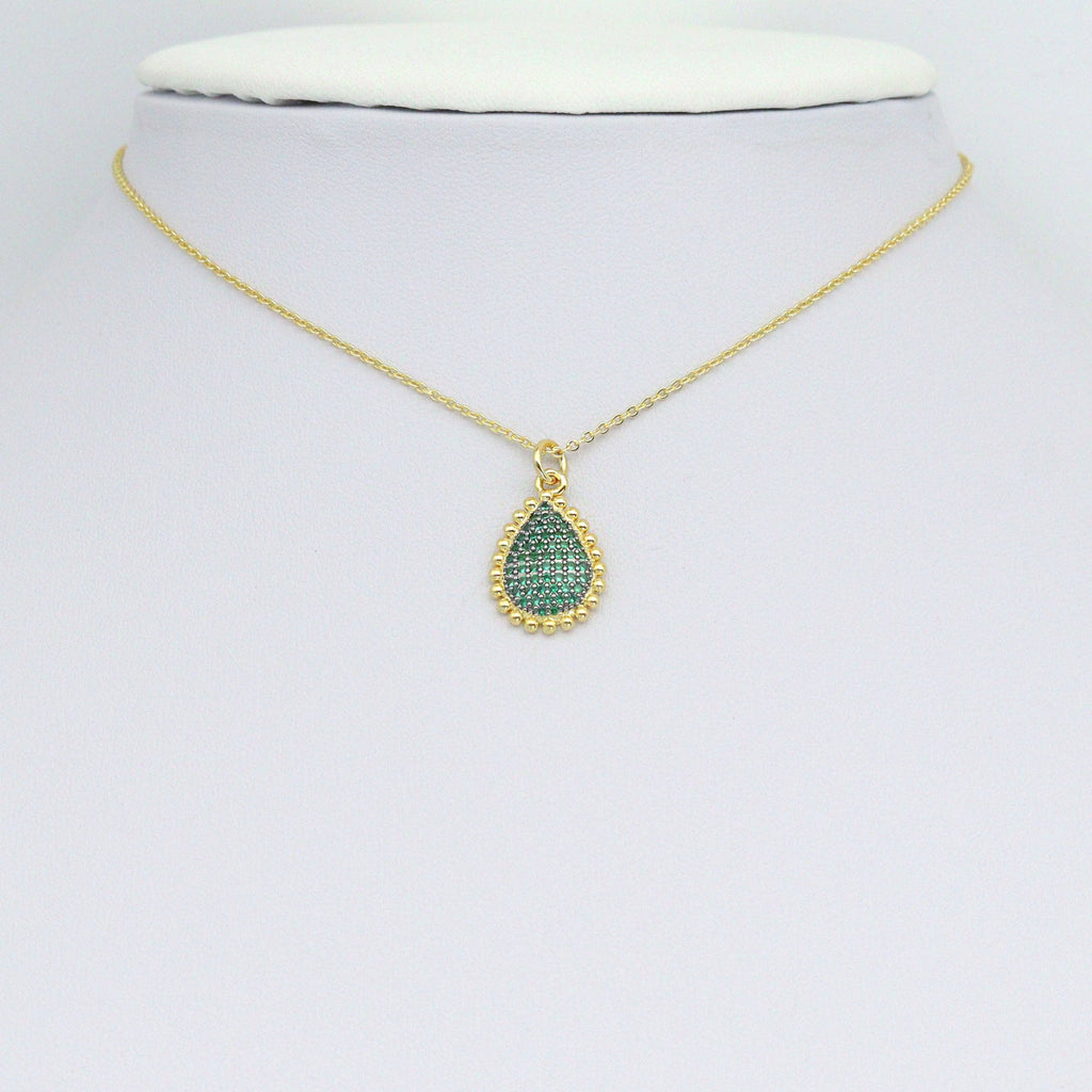 Colorful CZ Teardrop Shape Charm Pendant, Sku#LK1083