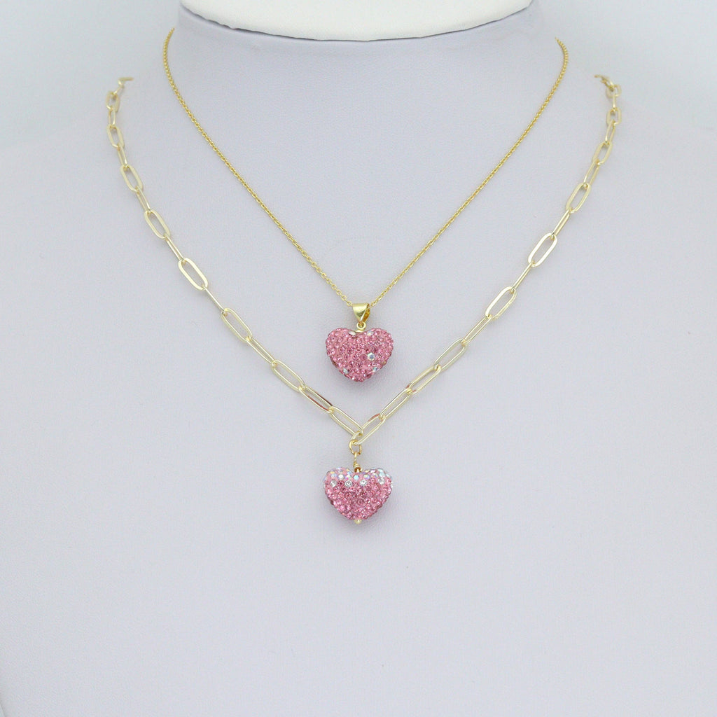 Pink Red White rhinestone Heart Charm Pendant,Sku#LD744