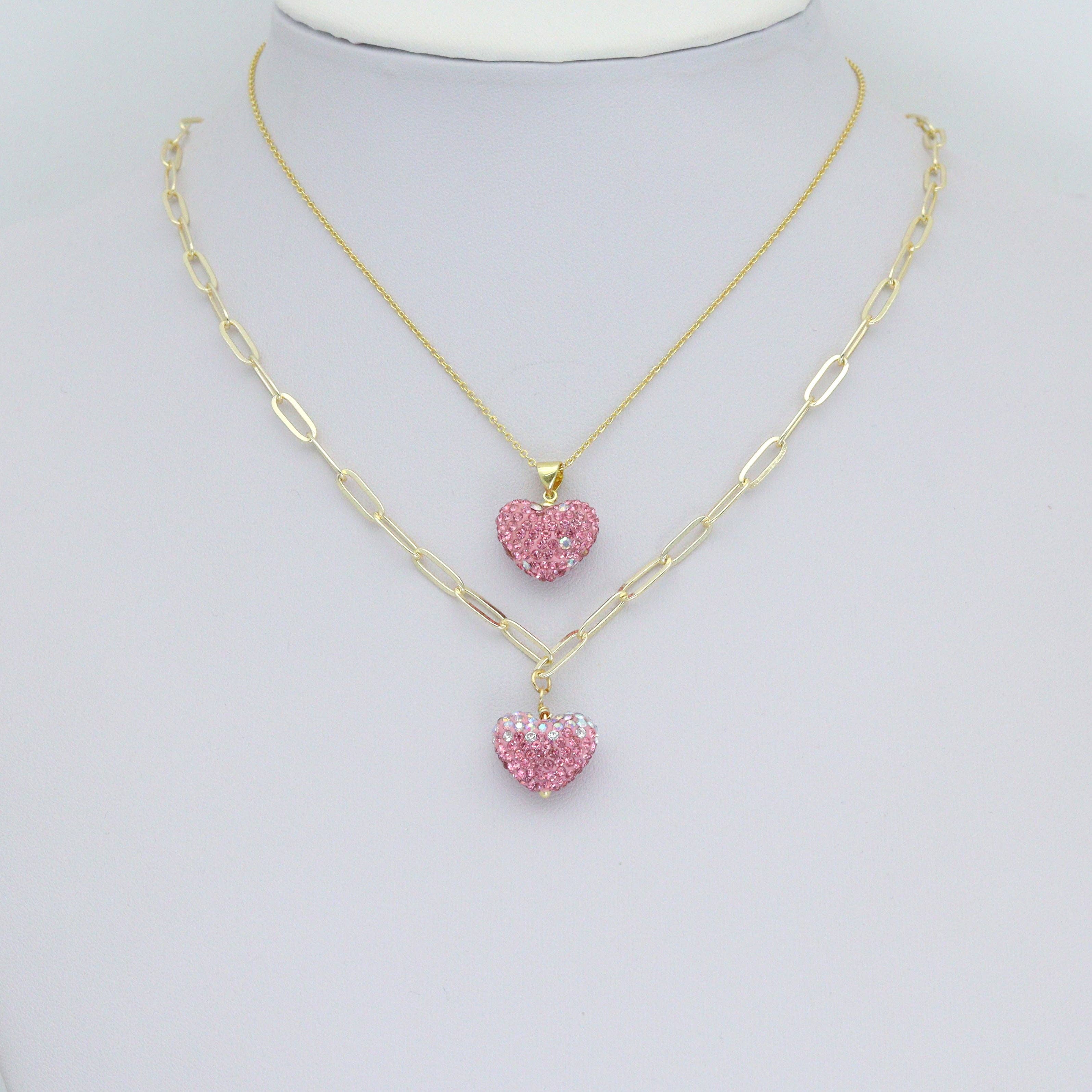 Pink Red White rhinestone Heart Charm Pendant,Sku#LD744