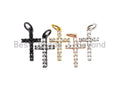 CZ Clear/Black Micro Pave Cross Pendant, CZ Pave Cross Charm, Gold/Rose Gold/Silver/Gunmetal plated, 9x16mm, Sku#F795