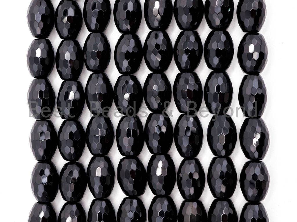 15.5" Full Strand Top Quality Black Onyx Long Barrel Faceted 8x16mm/10x14mm/10x30mm Natural Gemtones, Black Beads,SKU#Q25