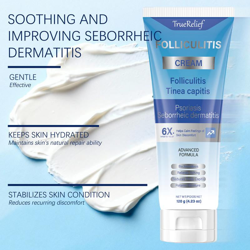 Truerelief Folliculitis Soothing Treatment Cream, Effective Treatment for Folliculitis Scalp Face and Body 120G Haircare Organic Soothing Cream