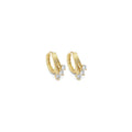 Gold Three Dots CZ Drop Line Huggie Earrings, Sku#Y849