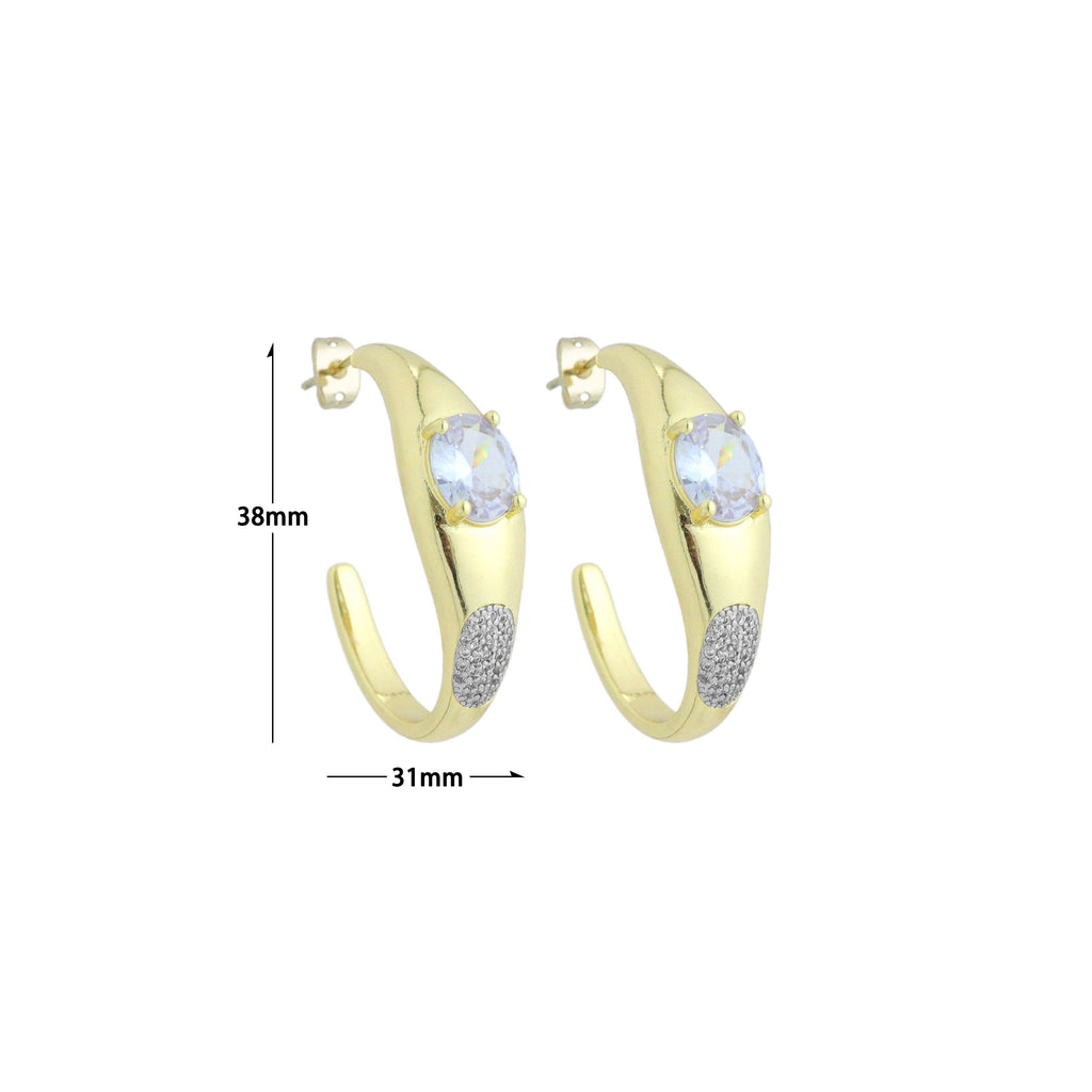 Large oval diamond hoop Earrings with , Sku#LX837