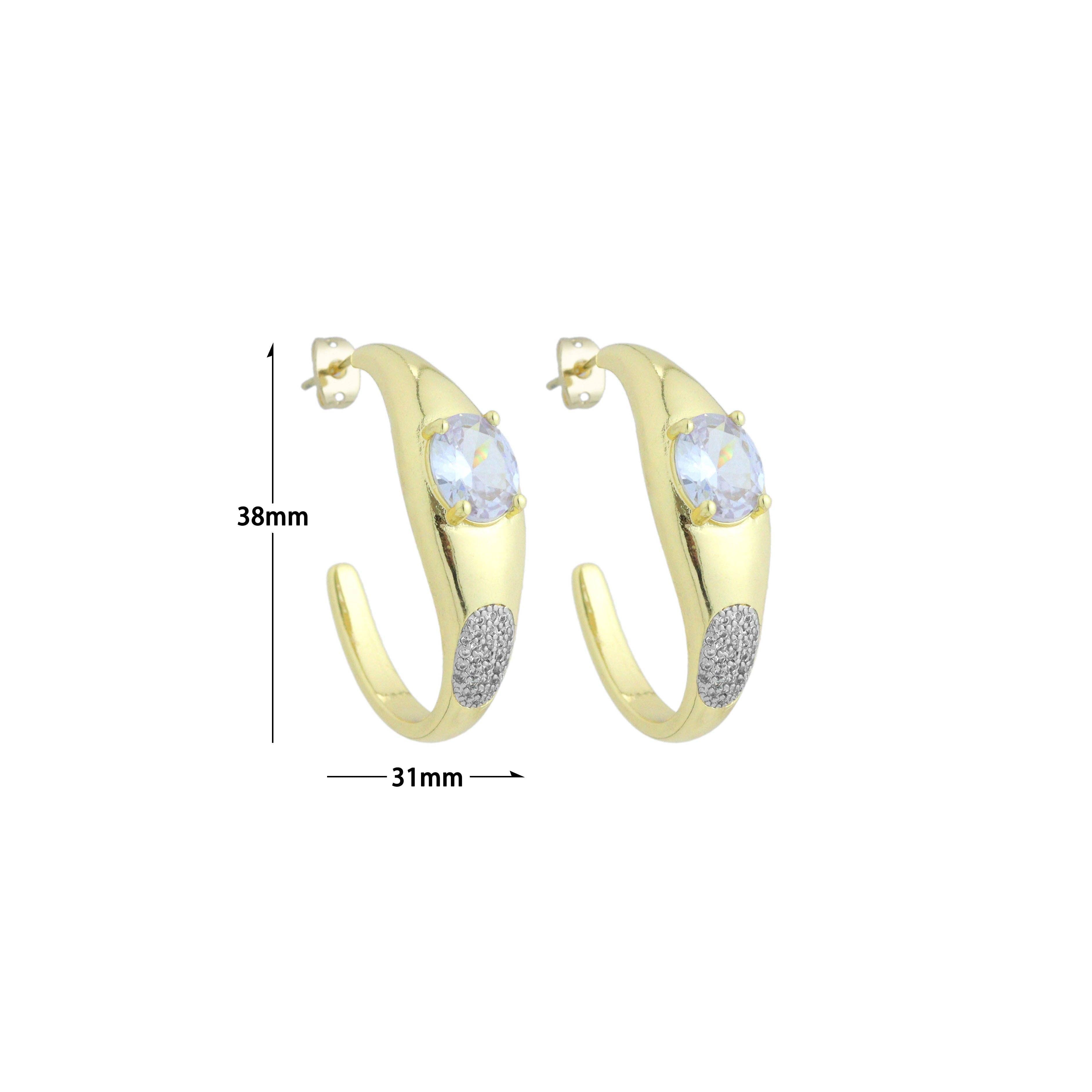 Large oval diamond hoop Earrings with , Sku#LX837