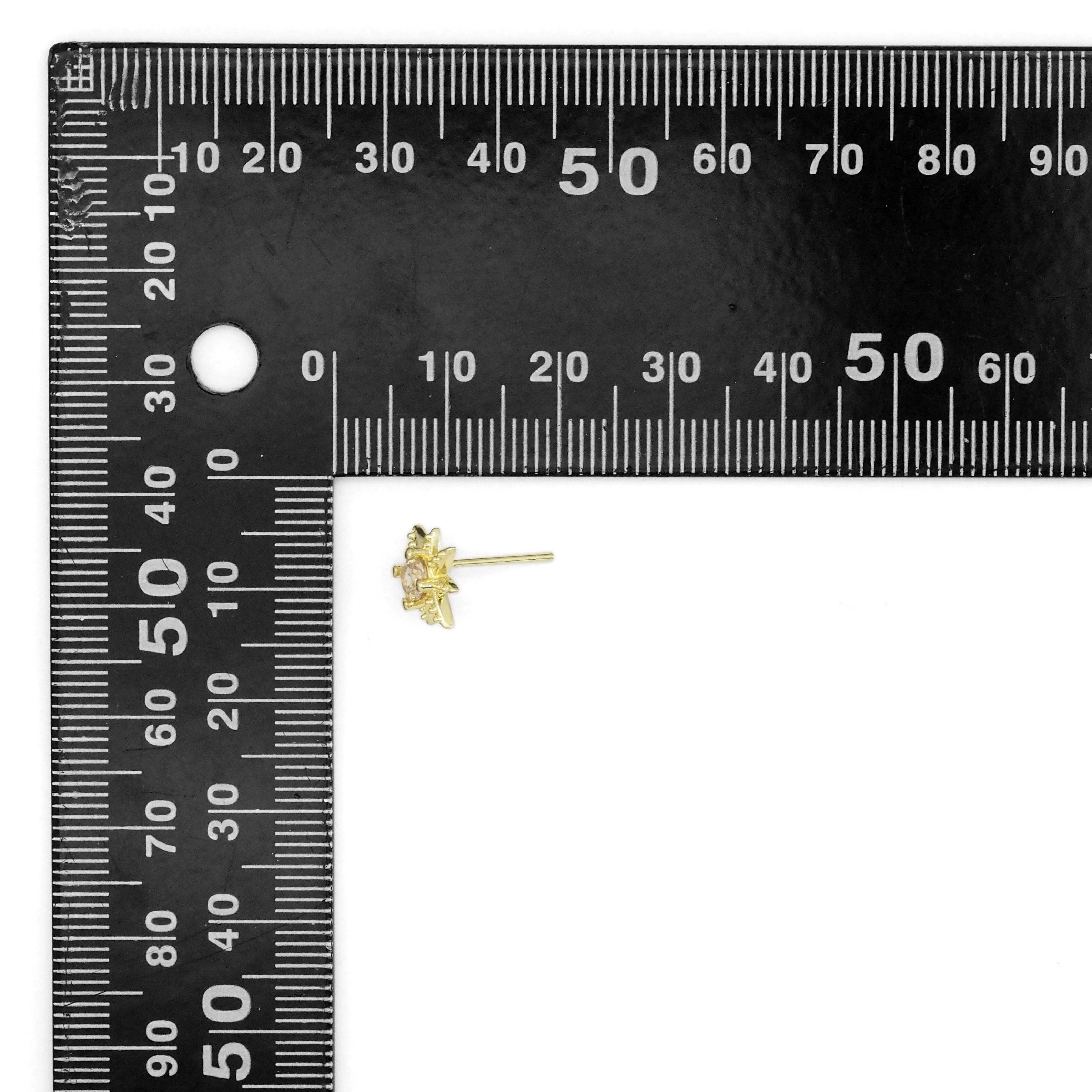 Big CZ Gold Star Stud Earrings, Sku#LD504