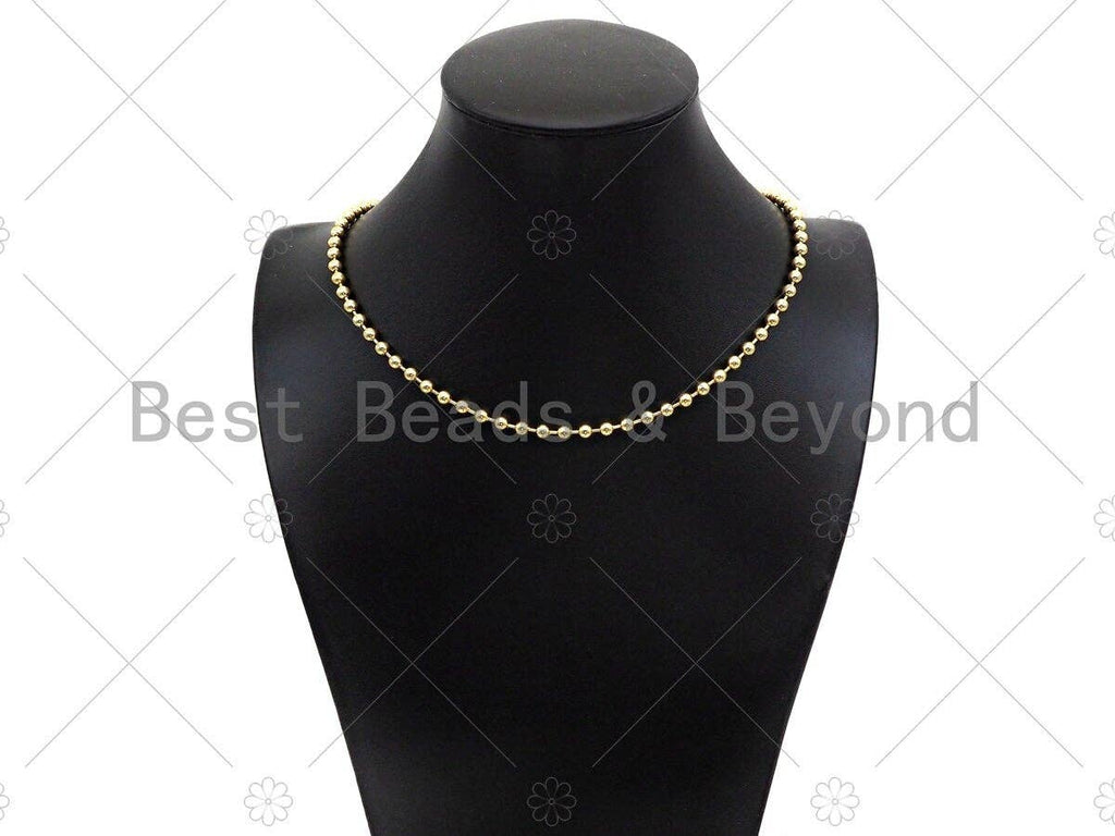 Shinny Gold 4mm Smooth ball Finished Necklace Bracelet with Lock, Ball beads Necklace, Ball beads Bracelet Necklace, sku#LD73