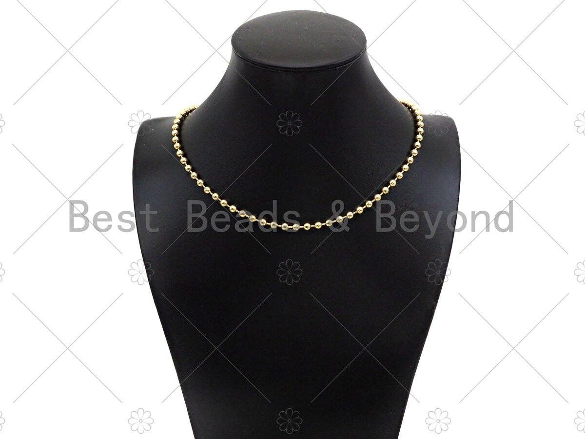 Shinny Gold 4mm Smooth ball Finished Necklace Bracelet with Lock, Ball beads Necklace, Ball beads Bracelet Necklace, sku#LD73