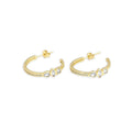 Gold Round Eye Drop CZ Round hoop Earrings, Sku#LX268