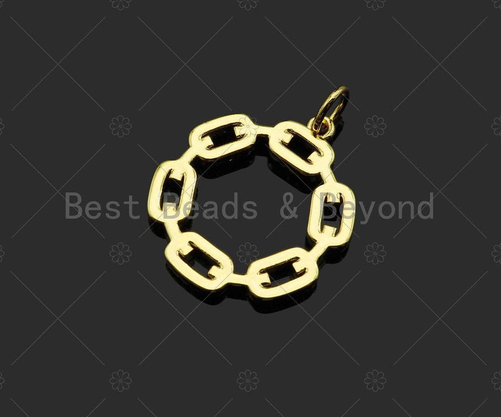 Gold Filled CZ Micro Pave Oval Link Round Pendant, 18K Gold Filled Charm, Necklace Bracelet Charm Pendant,22x25mm,Sku#LD122