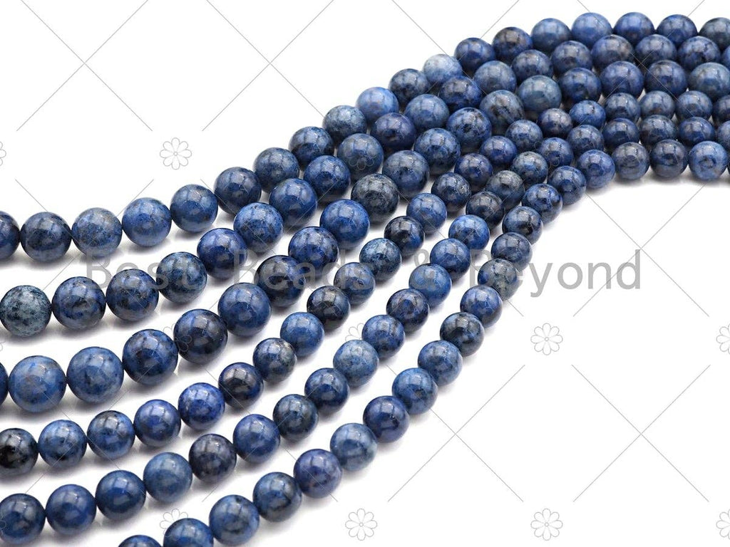 High Quality Natural Dumortierite Round smooth Beads, Navy Blue Genuine Beads, 6mm/8mm/10mm/12mm, 15.5'' Full Strand,Sku#U1085c