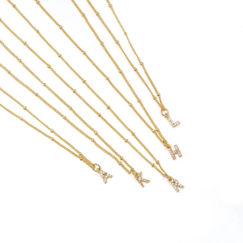 Gold Dainty Chain Initial Necklace,sku#EF297