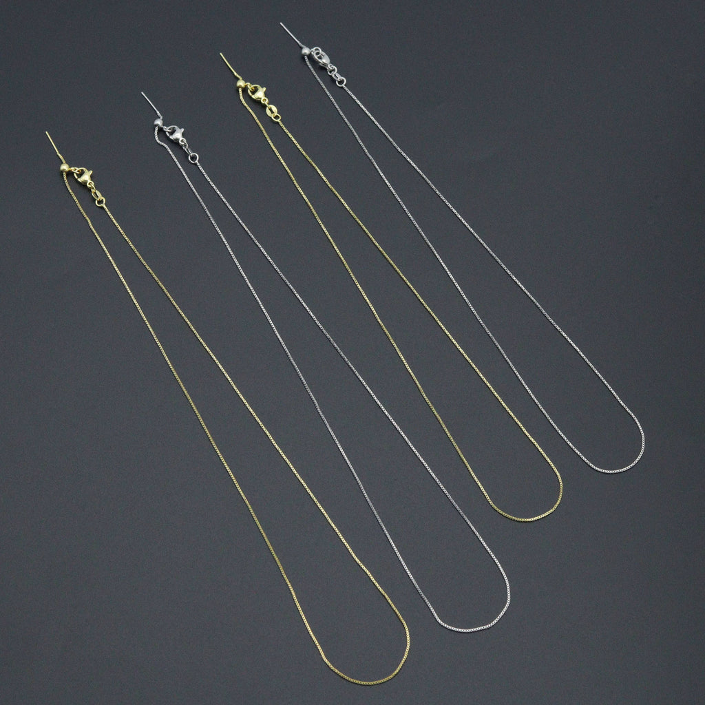 Thin box Chain Necklace with adjustable thread end , Sku#LX882
