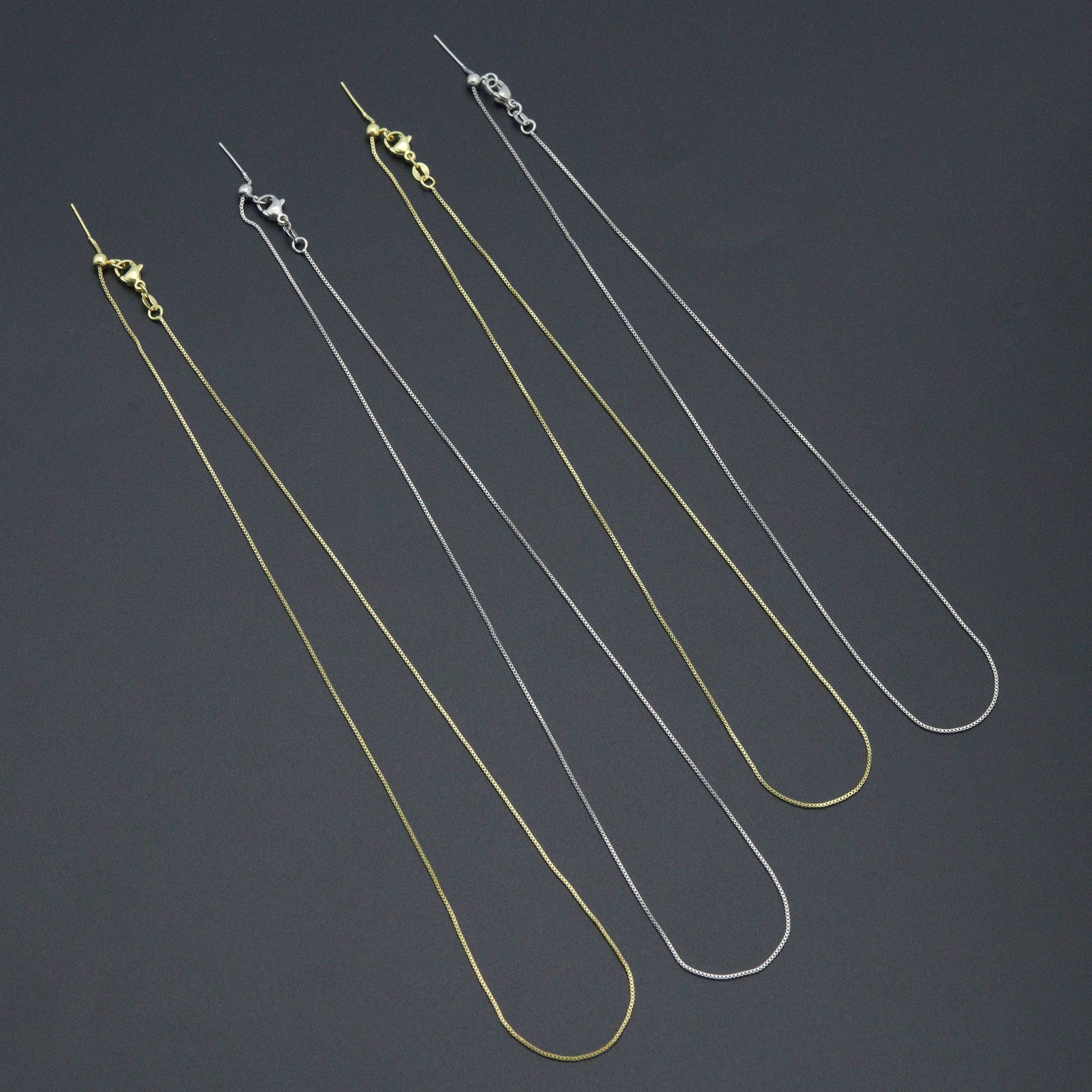 Thin box Chain Necklace with adjustable thread end , Sku#LX882