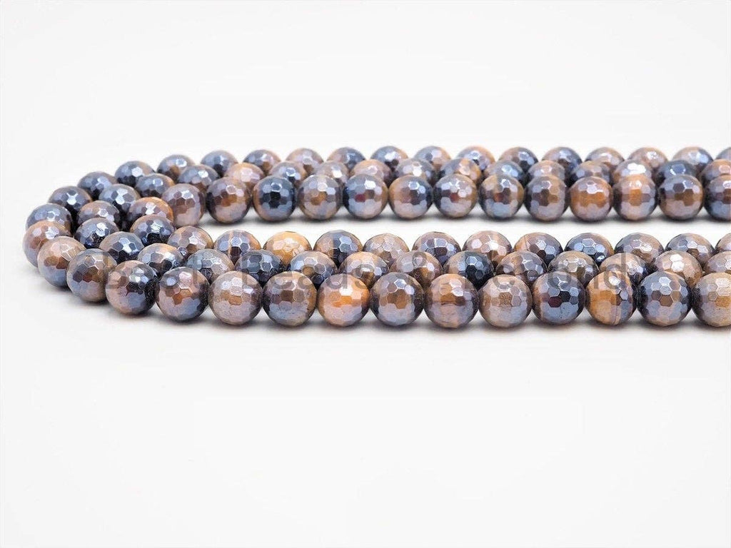 High Quality Mystic Plated Faceted Yellow Tiger Eye Beads, 6mm/8mm/10mm/12mm/14mm Tiger Eye Gemstone Beads, 15inch Full strand, SKU#U411