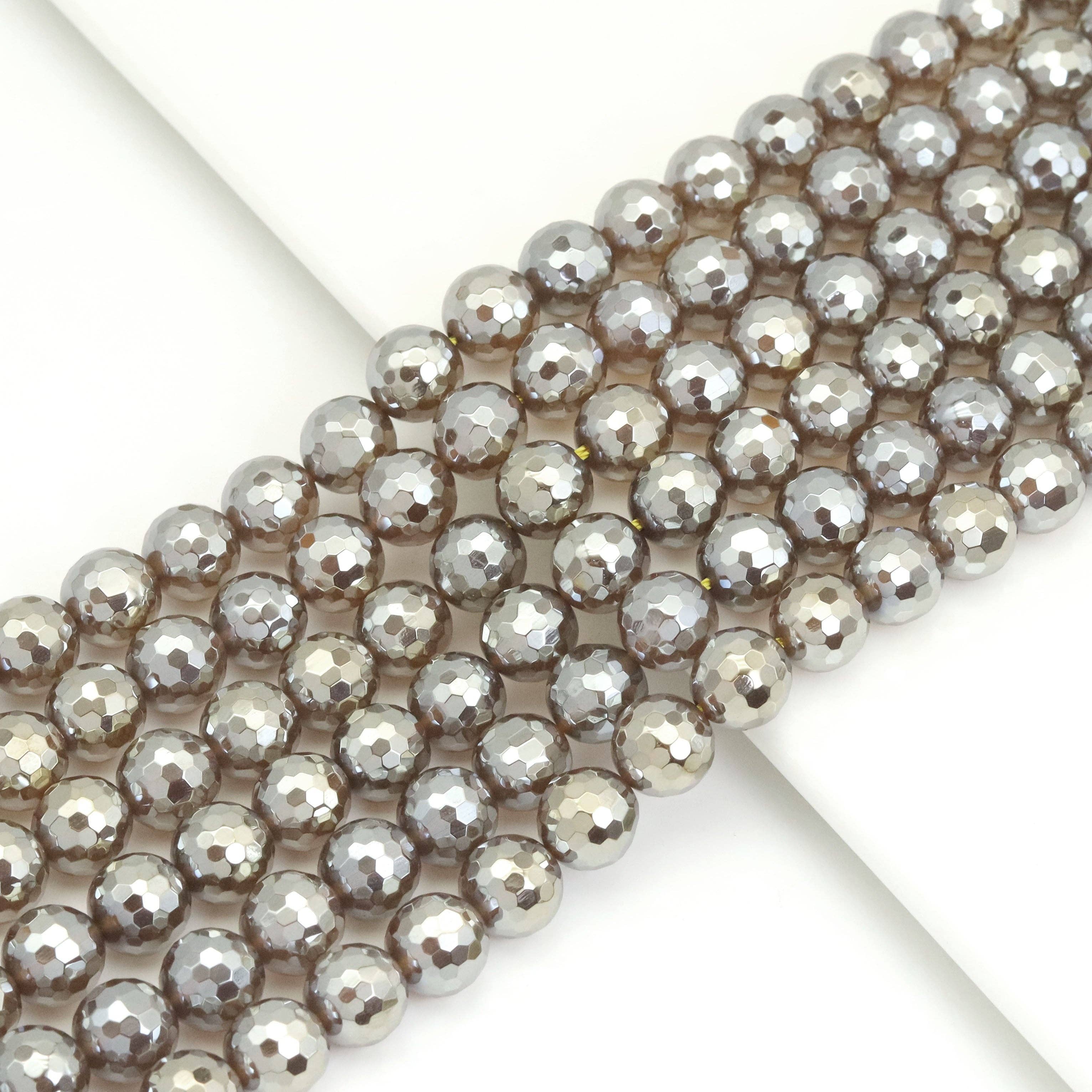 Mystic Champaign Agate Round Faceted Beads, Sku#UA317