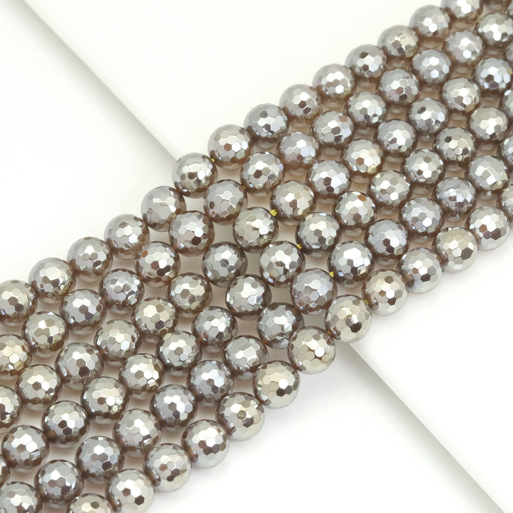 Mystic Champaign Agate Round Faceted Beads, Sku#UA317