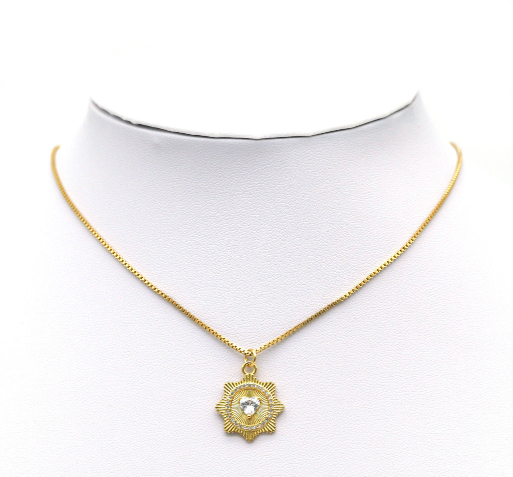 Clear CZ Spike heart Charm, Sku#LX30