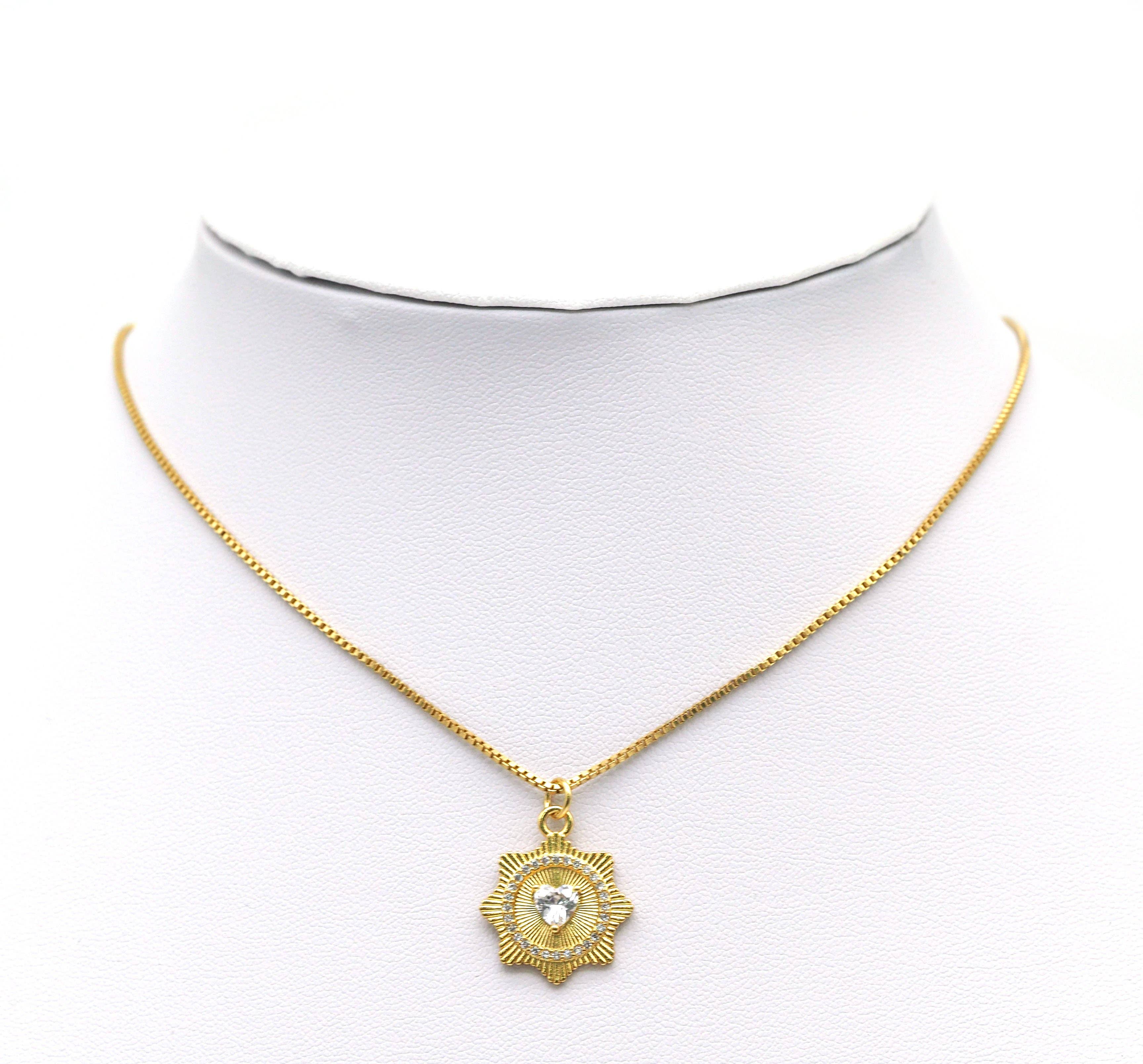 Clear CZ Spike heart Charm, Sku#LX30