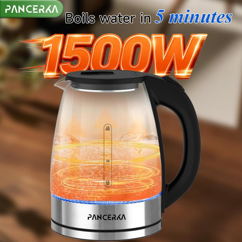 PANCERKA Electric Kettle 1.8L, 1500W Fast Boiling with LED Indicator, Auto Shut-Off, Bpa-Free and Wide Mouth for Easy Cleaning, Electric Tea Kettle for Home, Office