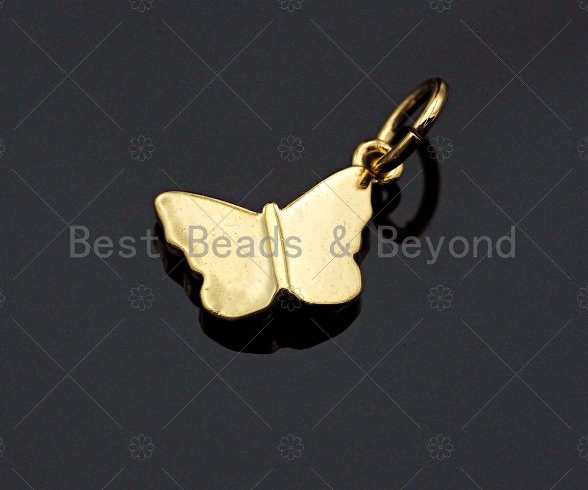 White Enamel CZ Micro Pave Butterfly Shape Pendant,Cubic Zirconia Butterfly Charm,Gold/Silver/Rose Gold Tone,11x7mm,Sku#Y348
