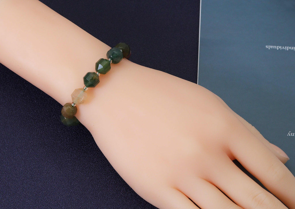 Indian Agate Double Point Stretchy Bracelet,Sku#EF100