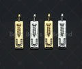 CZ Micro Pave Screw you Rectangle Pendant/Charm, Rectangle  Cubic Zirconia Pendant, Silver/Gold Tone,6x24mm,Sku#L319