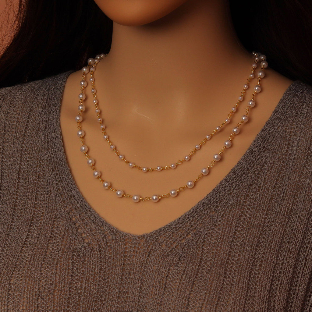 6mm/4mm white Pearl Chain by Yard,sku#HX08