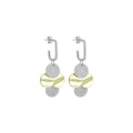 Gold Silver Dual color Disc Statement Earrings, Sku#LX829