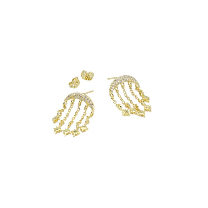 Cresent Moon Dangle Star Dangle Earrings, Sku#LD529
