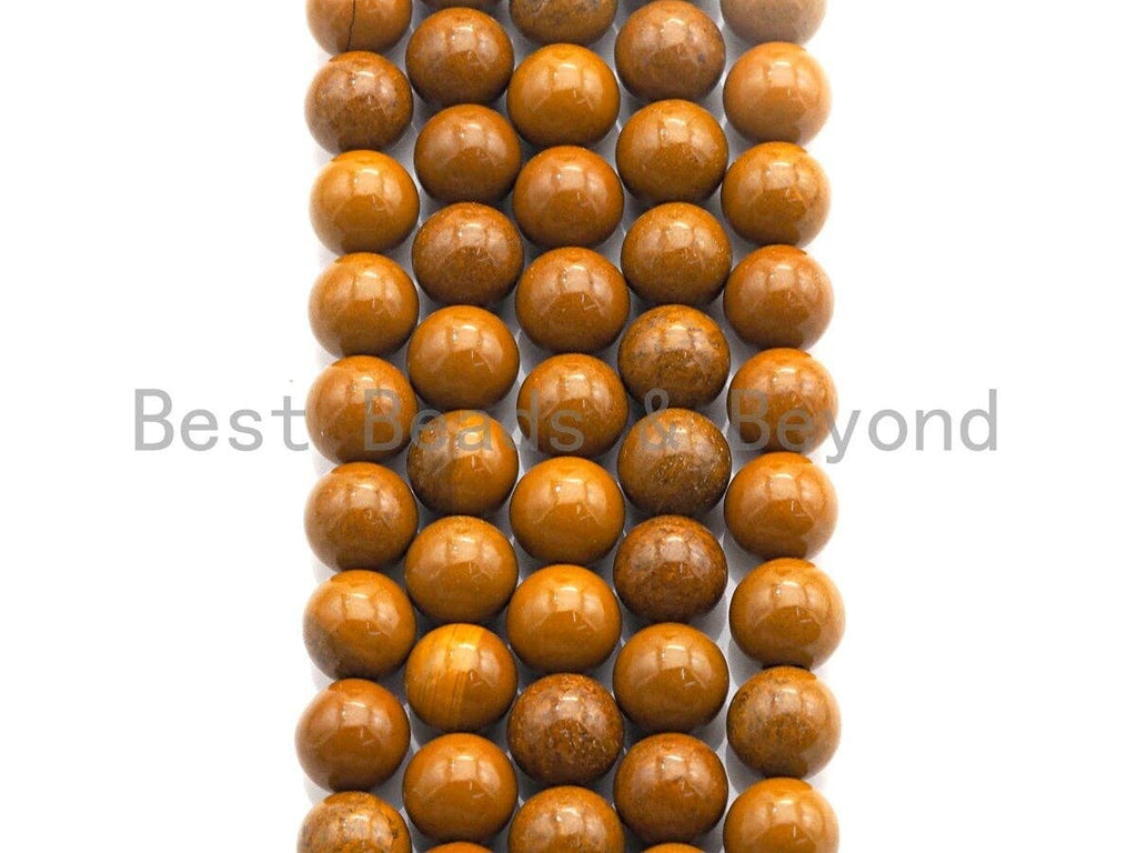 Natural Yellow Jasper, Round Smooth 6mm/8mm/10mm/12mm, 15.5" Full Strand, sku#U641