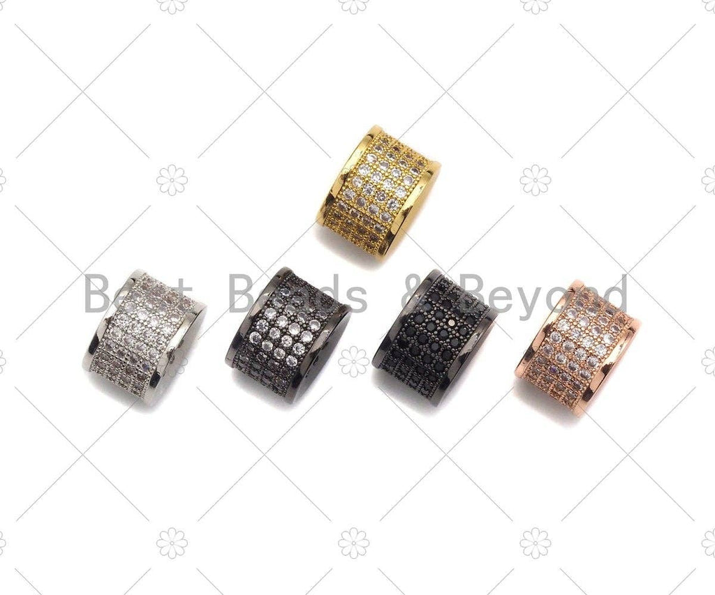 CZ Micro Pave Cylinder Spacer Beads with Clear Crystal for Bracelet/Necklace, sku#G43c