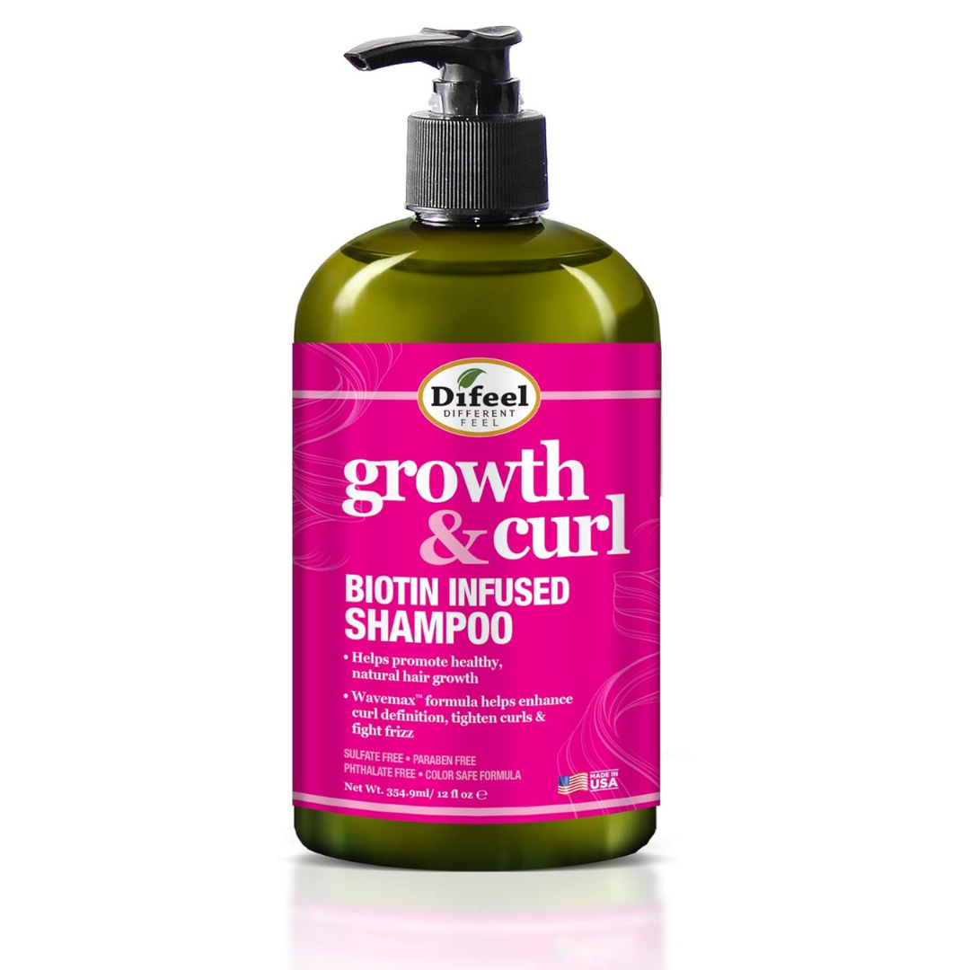 Difeel Growth & Curl Biotin Infused Shampoo Sulfate-Free (12oz)