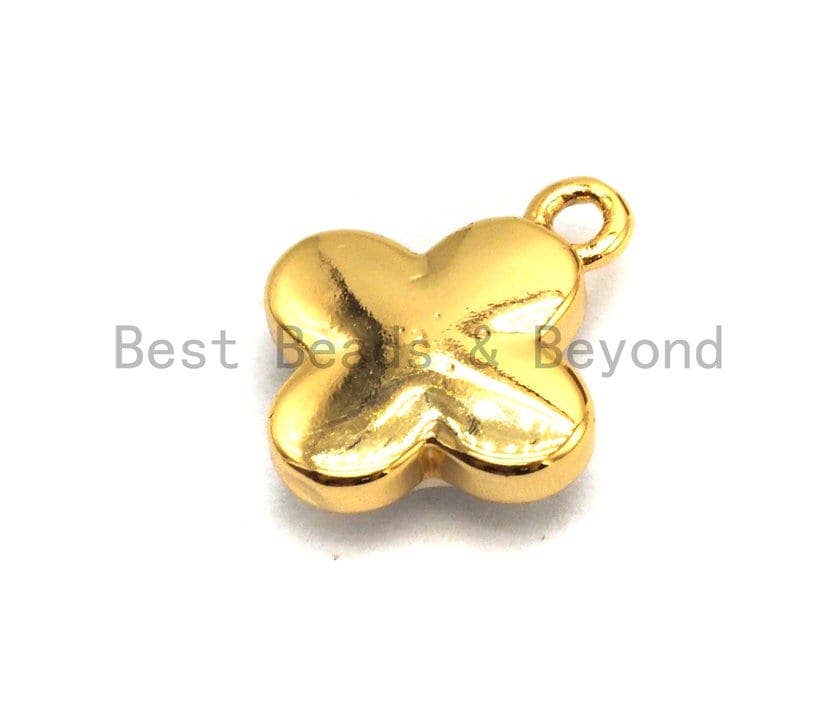 100% Natural White Shell Clover Pendant/charm White Gold Silver Charm, Shell Flower Pendant, Shell Jewellery, 10x13mm,SKU#Z331