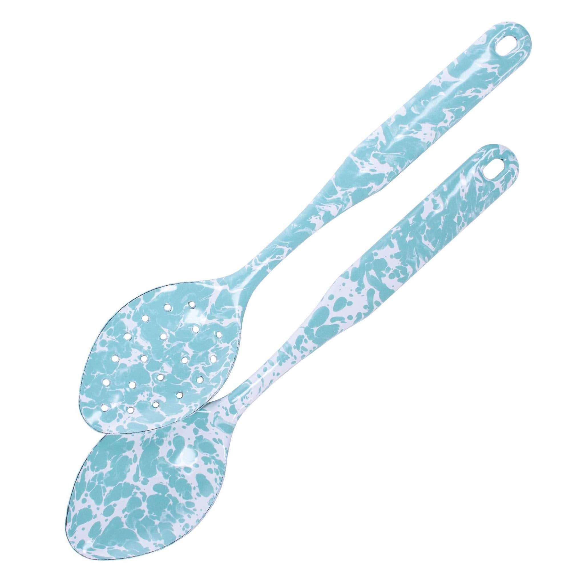 Golden Rabbit Enamelware 2 piece Spoon Set - Sea Glass Swirl