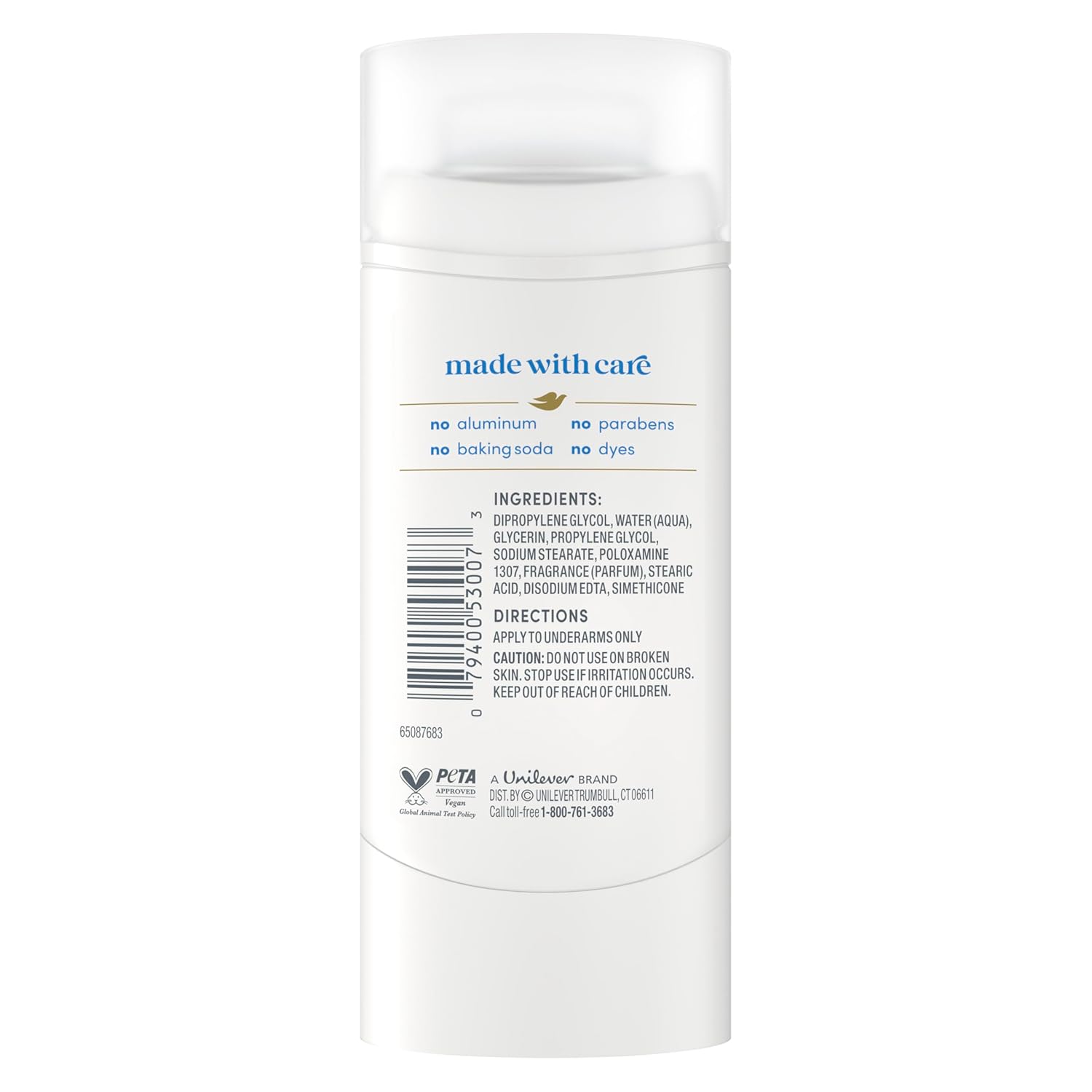 Dove Déodorant Stick Sensitive – Protection anti-odeurs 72h sans aluminium 68 g