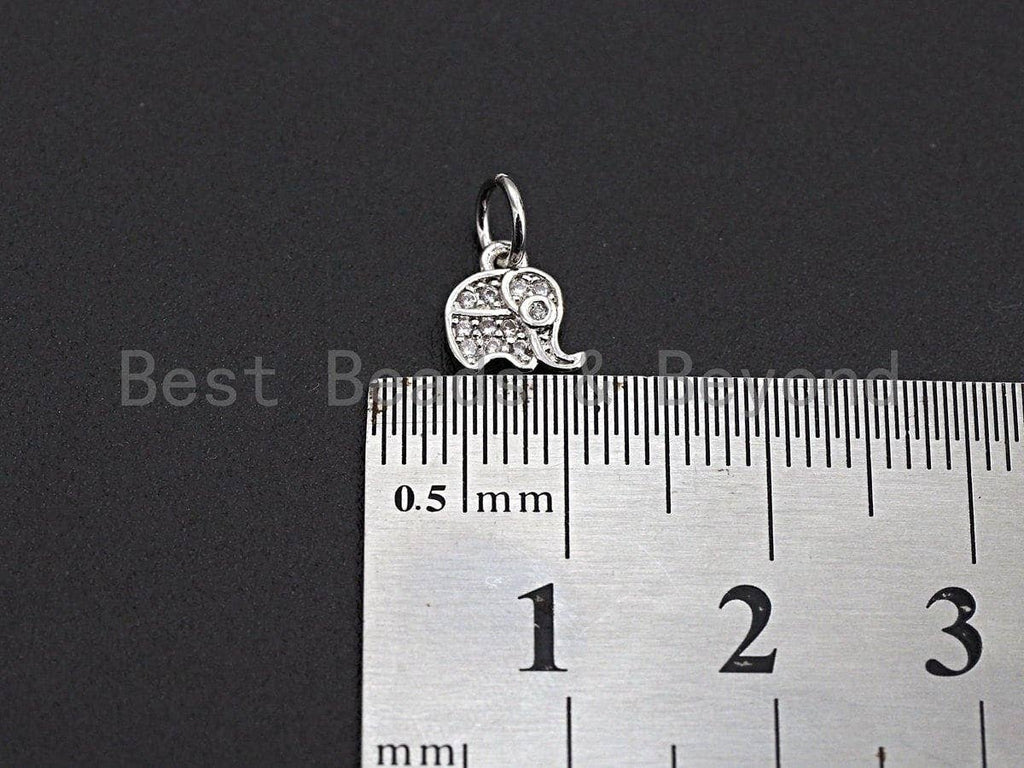 Cute CZ Micro Pave Elephant Shaped Pendant/Charm, Cubic Zirconia Pendant Charm, 7x8mm,sku#Z534