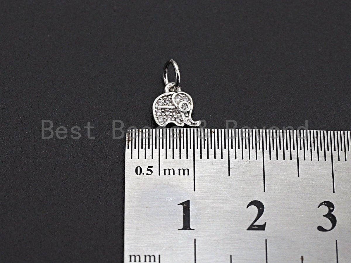 Cute CZ Micro Pave Elephant Shaped Pendant/Charm, Cubic Zirconia Pendant Charm, 7x8mm,sku#Z534