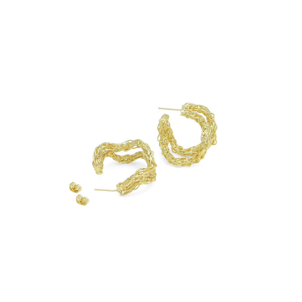 Double Wave Hollow Line Hoop Earrings, Sku#FH237