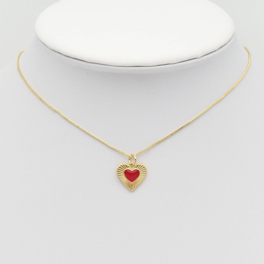 Red Pink Enamel Heart Charm, Sku#Y853
