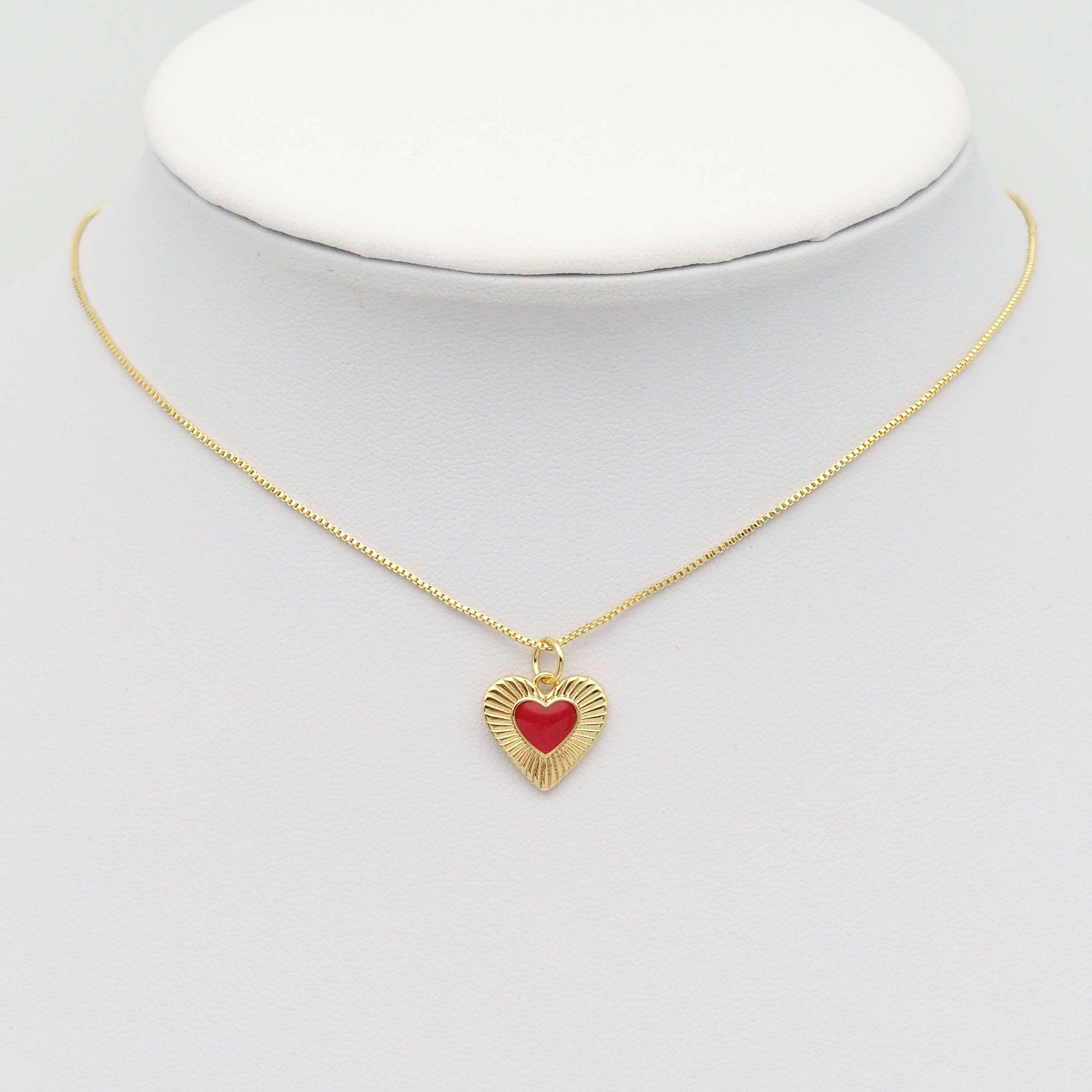 Red Pink Enamel Heart Charm, Sku#Y853