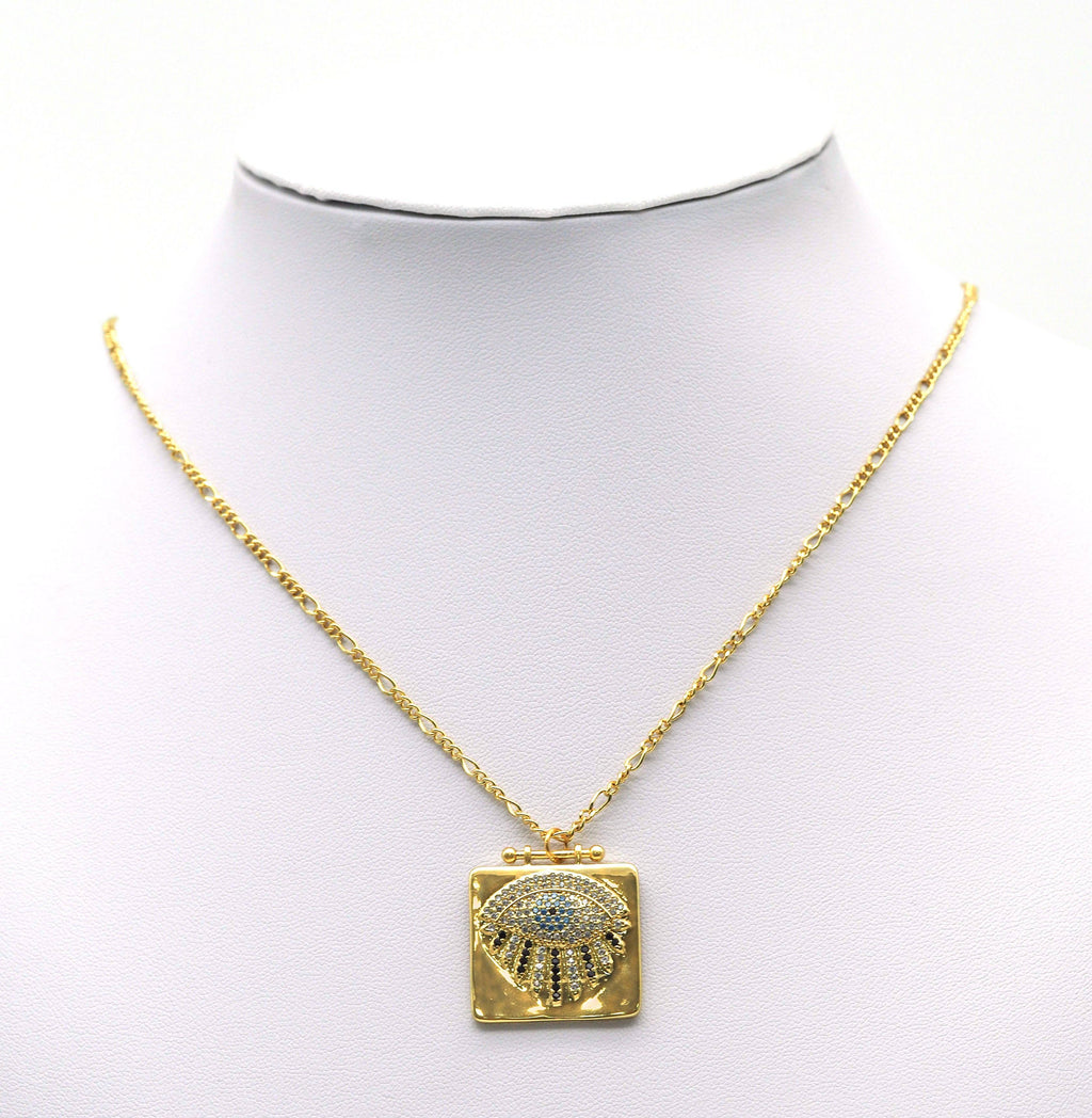 CZ Evil Eye On Square Charm, Sku#L660