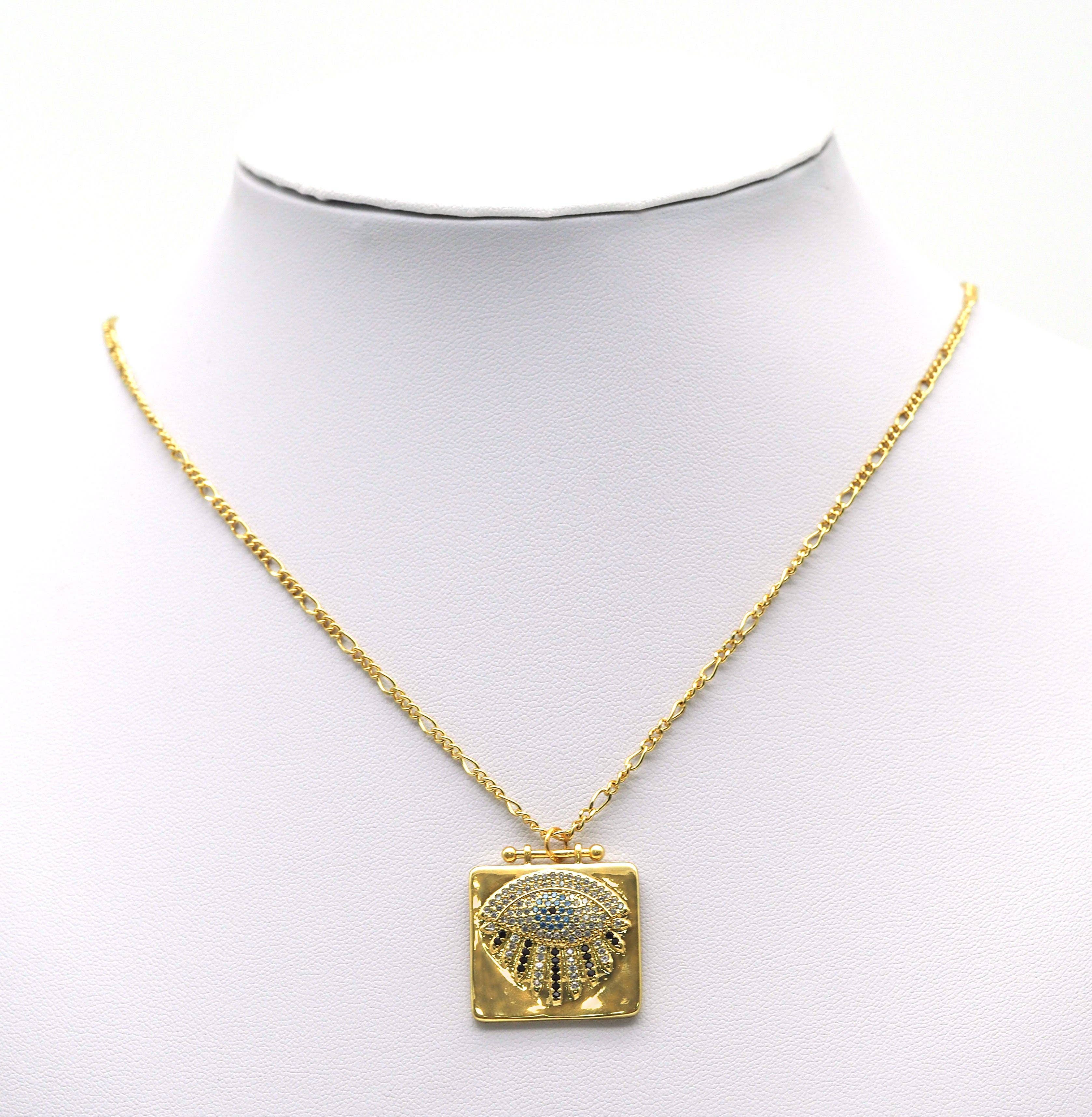 CZ Evil Eye On Square Charm, Sku#L660