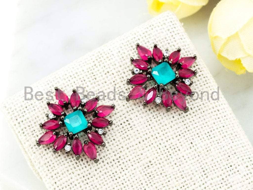 CZ Flower Star Stud Earring, Sku#O50